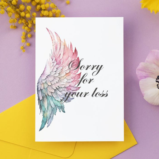 Printable Angel Wings Condolence Card Sorry For Your Loss #8