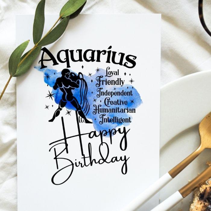 Aquarius Printable Birthday Card