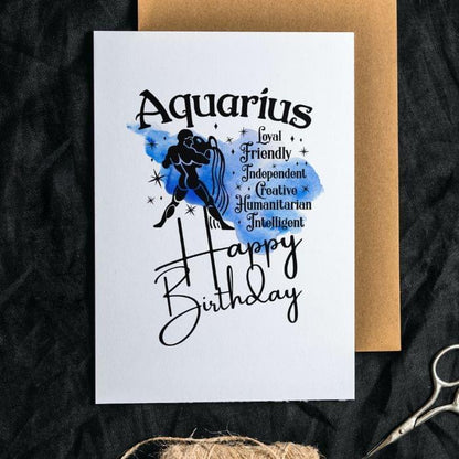 Aquarius Printable Birthday Card