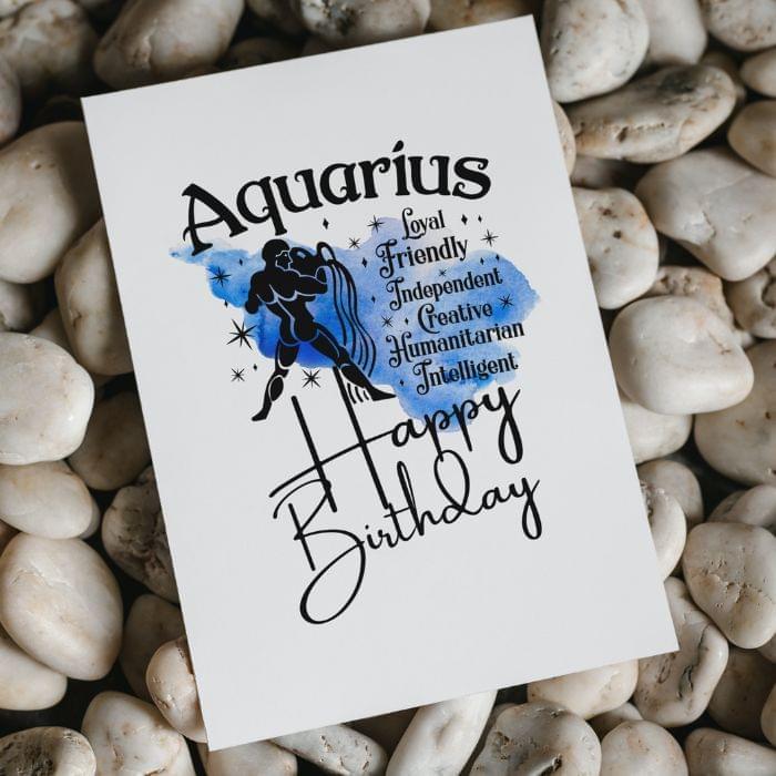 Aquarius Printable Birthday Card