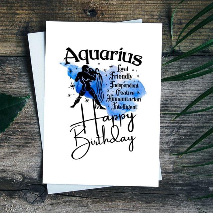 Aquarius Printable Birthday Card