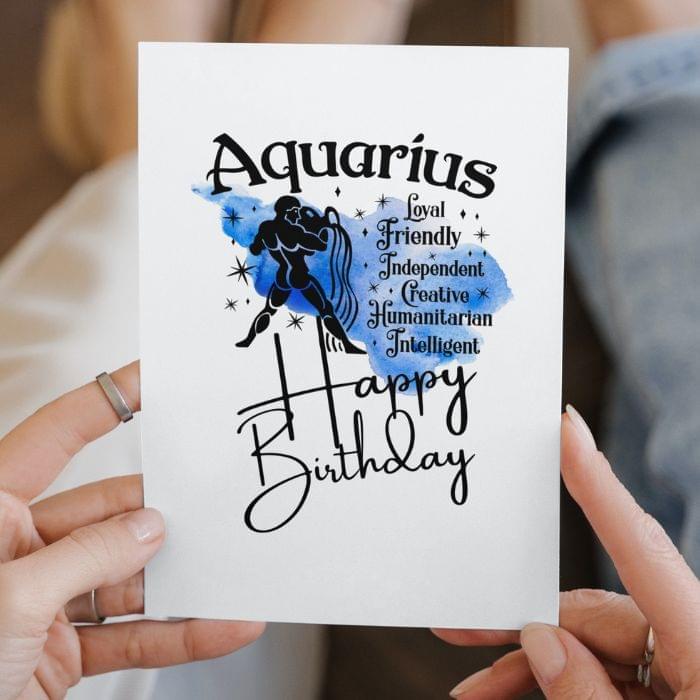 Aquarius Printable Birthday Card