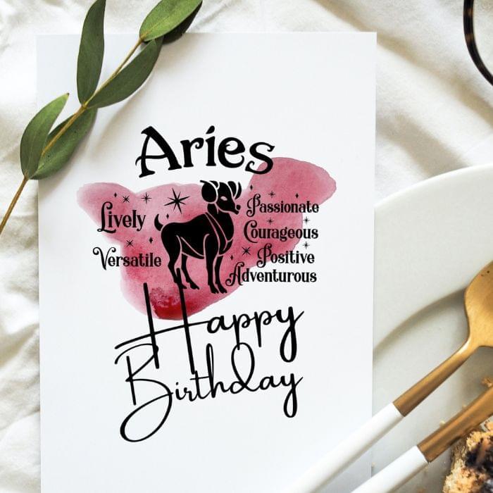 Aries Printable Birthday Card