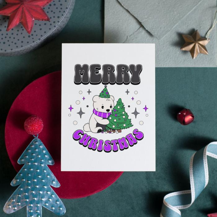 Printable Asexual Christmas Card Merry Christmas Polar Bear