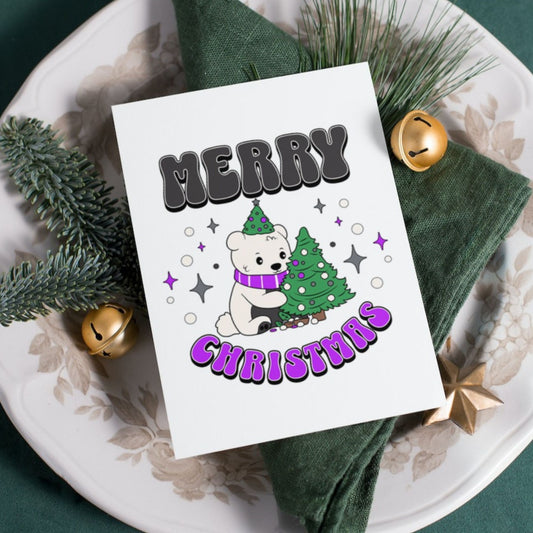 Printable Asexual Christmas Card Merry Christmas Polar Bear