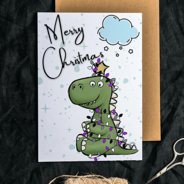 Asexual Merry Christmas Card Tree Rex