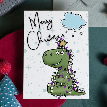 Asexual Merry Christmas Card Tree Rex