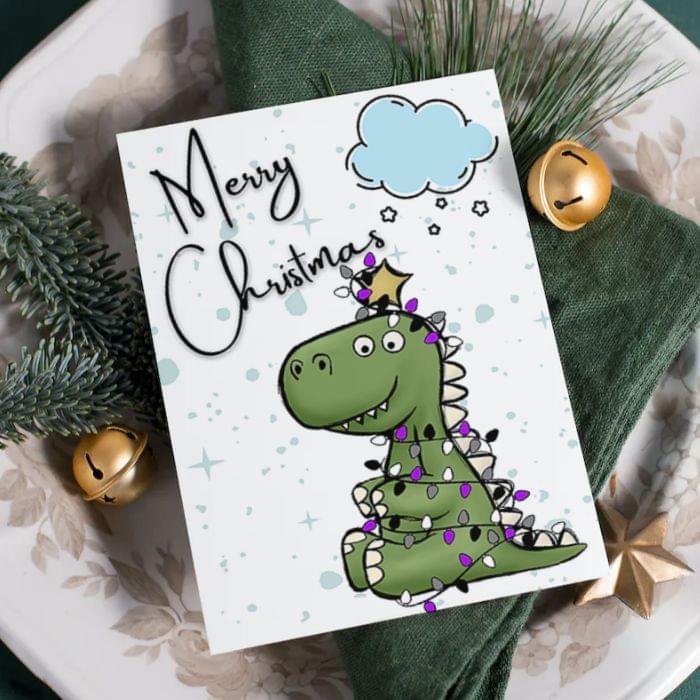 Asexual Merry Christmas Card Tree Rex