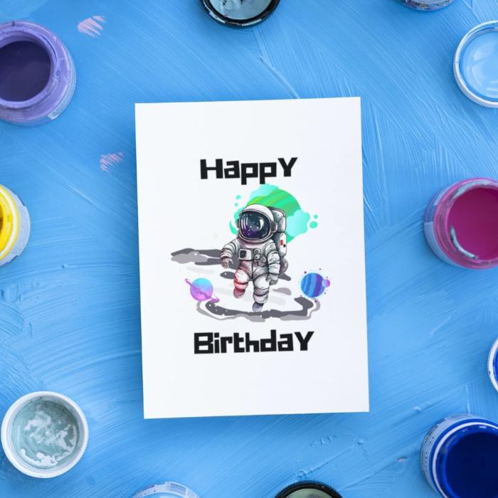 Astronaut In Space Printable Birthday Card