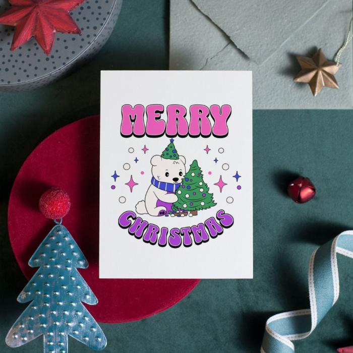 Printable Bisexual Christmas Card Merry Christmas Polar Bear