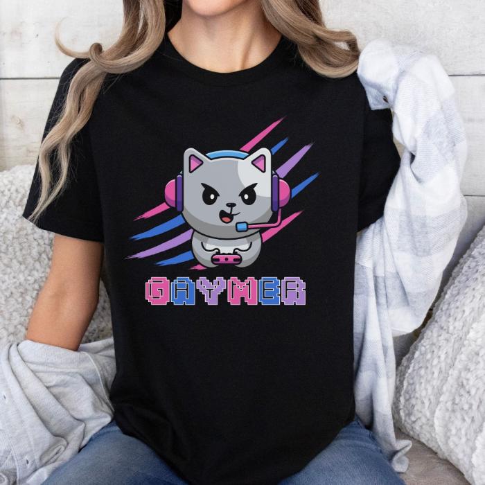 Bisexual Pride Shirt Gaymer Cat