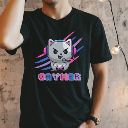 Bisexual Pride Shirt Gaymer Cat