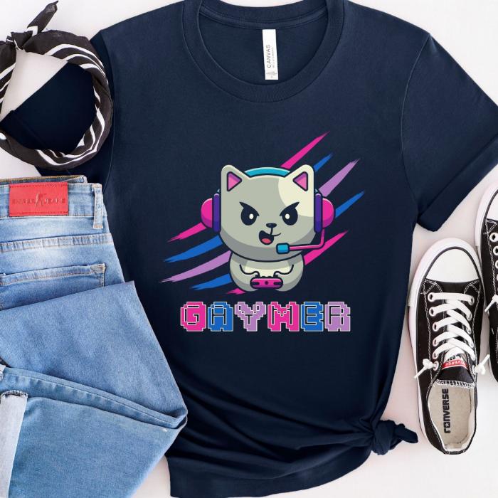 Bisexual Pride Shirt Gaymer Cat