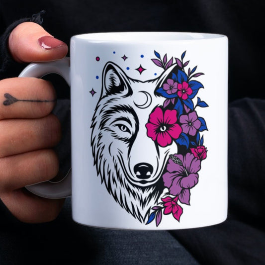 Bisexual Mug Wolf With Flowers