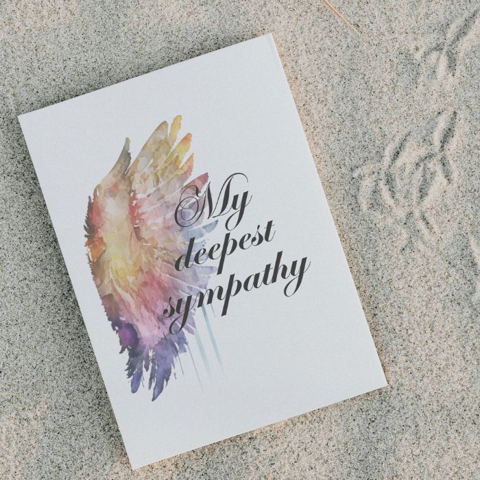 Printable Angel Wings Condolence Card My Deepest Sympathy #1