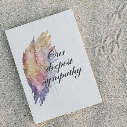 Printable Angel Wings Condolence Card Our Deepest Sympathy #1