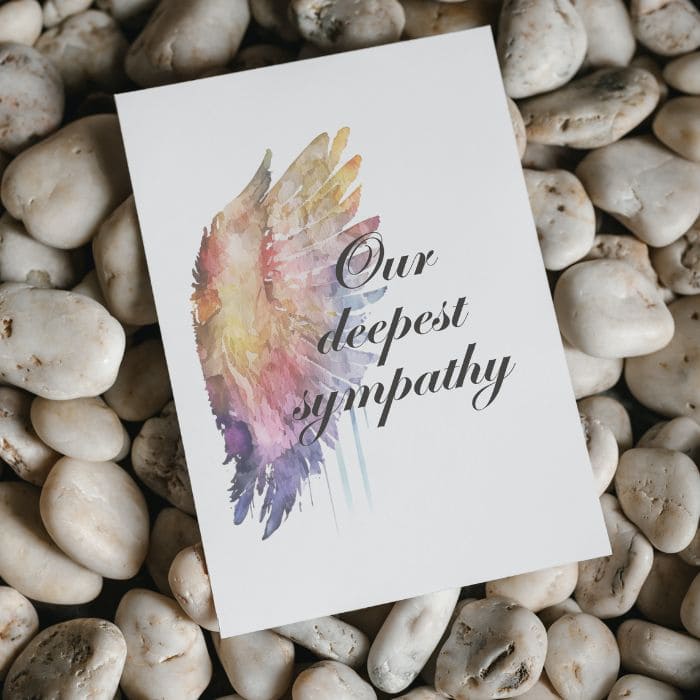 Printable Angel Wings Condolence Card Our Deepest Sympathy #1