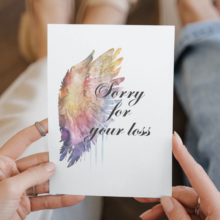 Printable Angel Wings Condolence Card Sorry For Your Loss #1