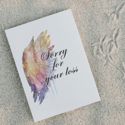 Printable Angel Wings Condolence Card Sorry For Your Loss #1