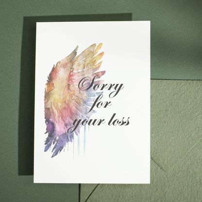 Printable Angel Wings Condolence Card Sorry For Your Loss #1