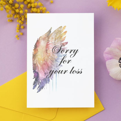 Printable Angel Wings Condolence Card Sorry For Your Loss #1