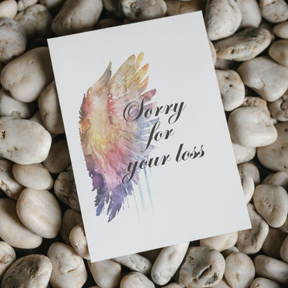 Printable Angel Wings Condolence Card Sorry For Your Loss #1