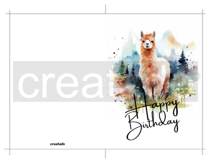 Printable Alpaca Birthday Card