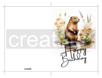 Printable Beaver Birthday Card