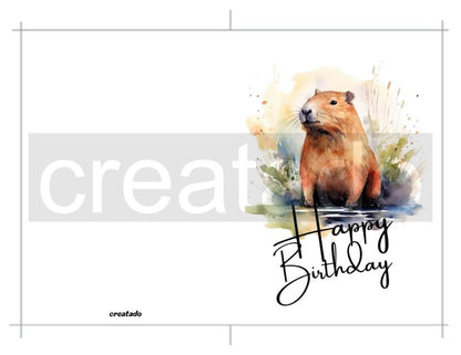 Printable Capybara Birthday Card