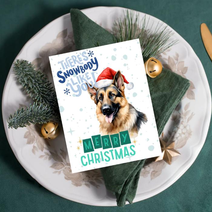 German Shepard Printable Christmas Card There's Snowbody Like You