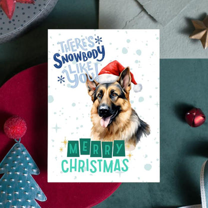 German Shepard Printable Christmas Card There's Snowbody Like You