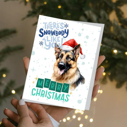 German Shepard Printable Christmas Card There's Snowbody Like You