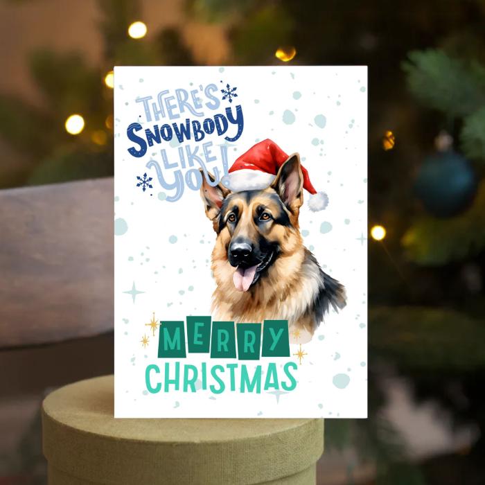 German Shepard Printable Christmas Card There's Snowbody Like You