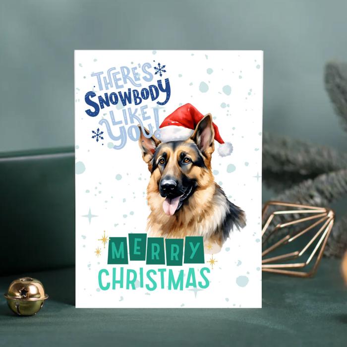 German Shepard Printable Christmas Card There's Snowbody Like You