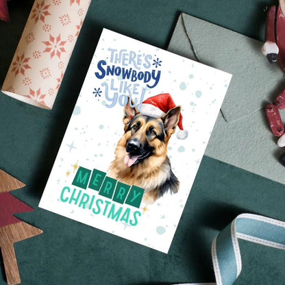 German Shepard Printable Christmas Card There's Snowbody Like You