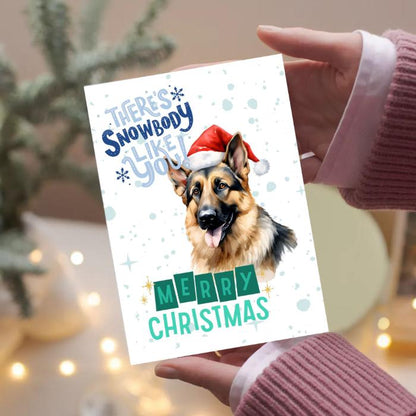 German Shepard Printable Christmas Card There's Snowbody Like You