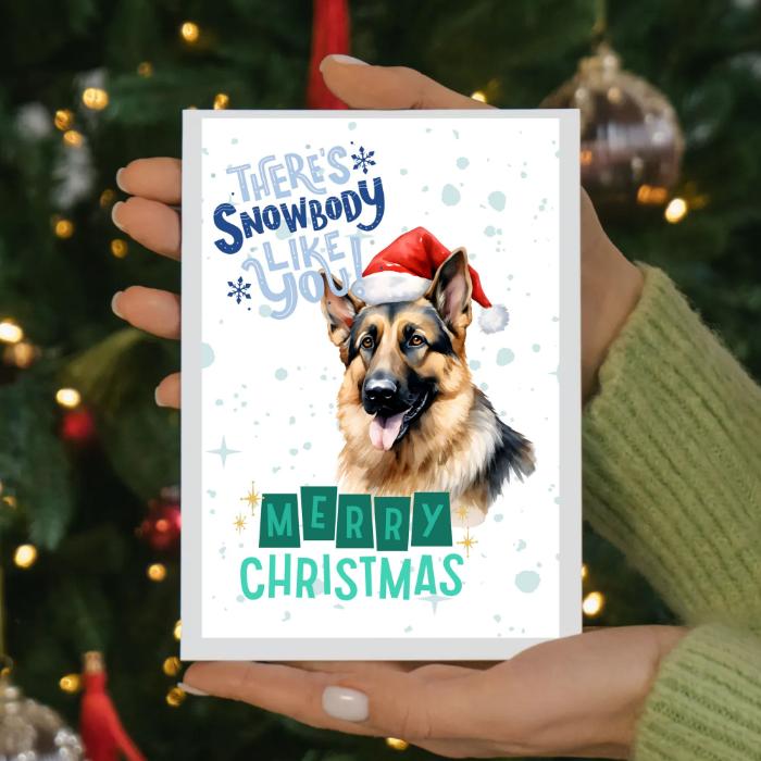 German Shepard Printable Christmas Card There's Snowbody Like You