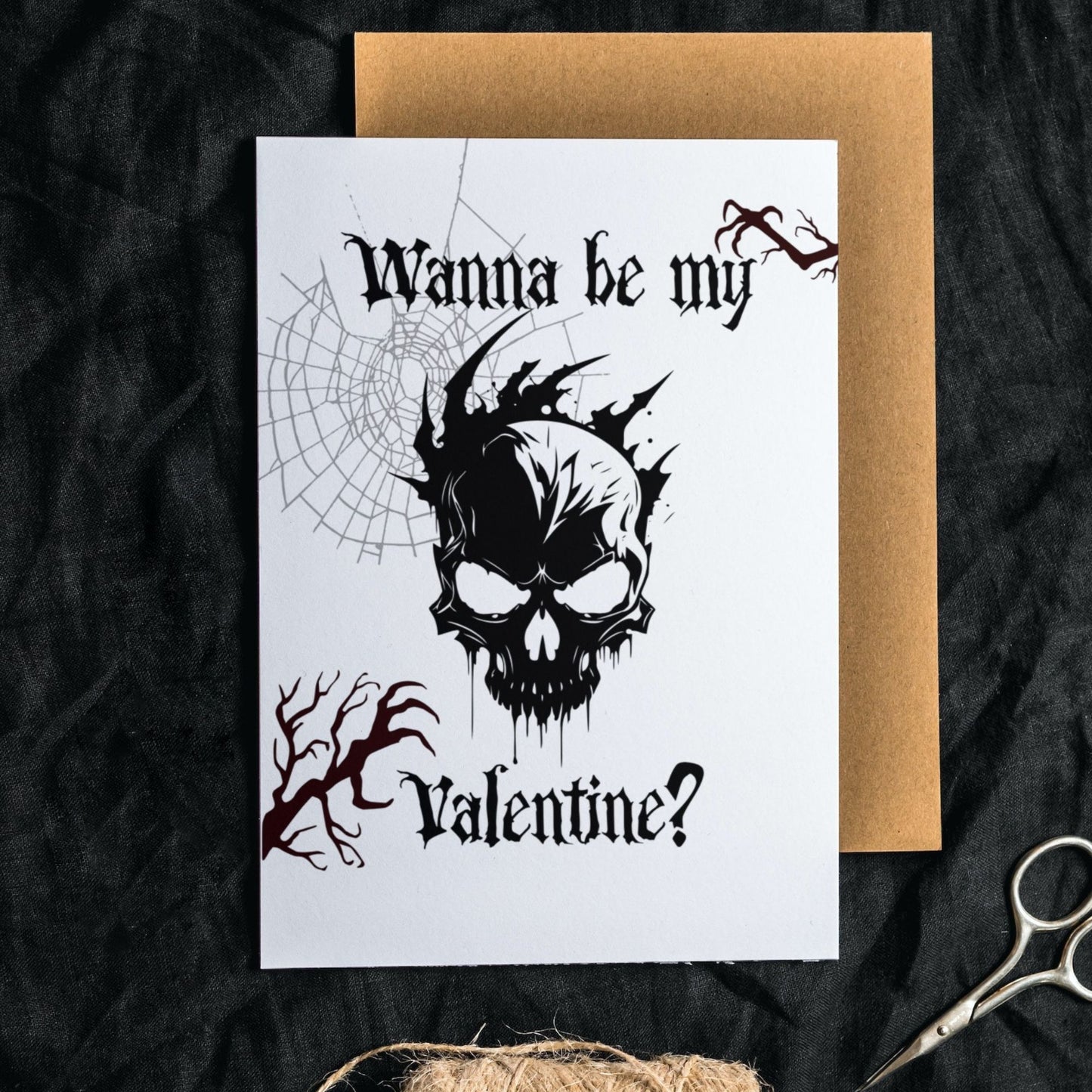 Printable Horror Skull Valentine's Card Gothic Gift