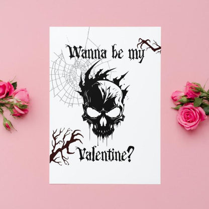 Printable Horror Skull Valentine's Card Gothic Gift