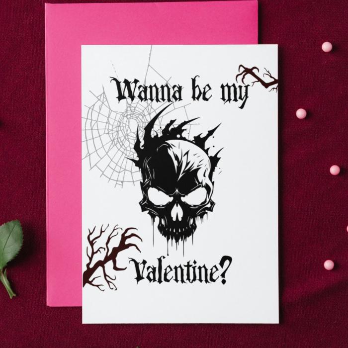 Printable Horror Skull Valentine's Card Gothic Gift