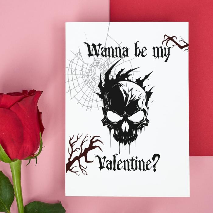 Printable Horror Skull Valentine's Card Gothic Gift