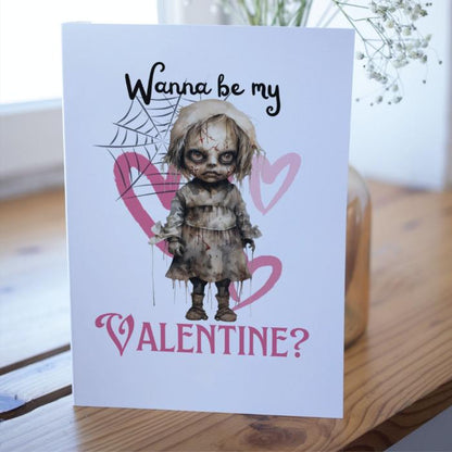 Printable Goth Doll Valentine's Card