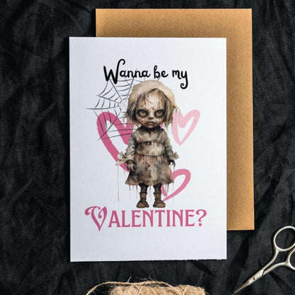 Printable Goth Doll Valentine's Card