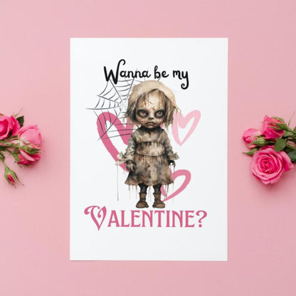 Printable Goth Doll Valentine's Card