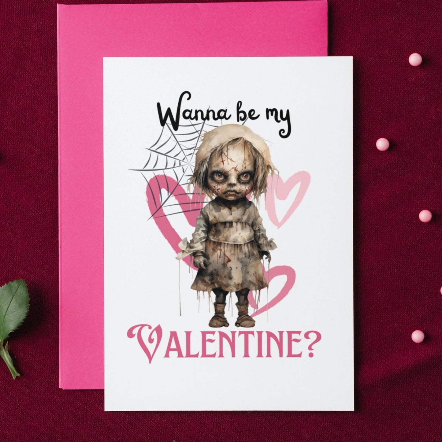 Printable Goth Doll Valentine's Card
