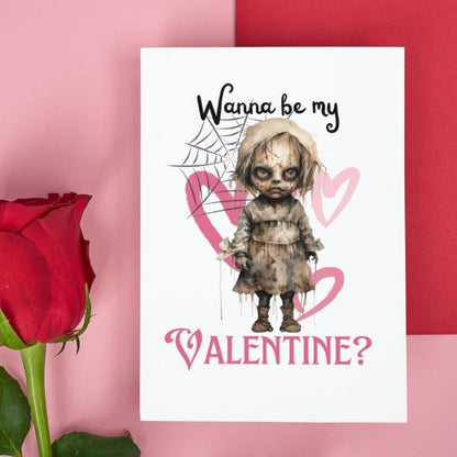 Printable Goth Doll Valentine's Card