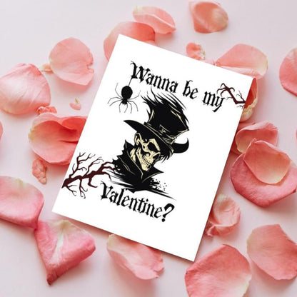 Printable Gothic Valentine's Card Skeleton Gentleman