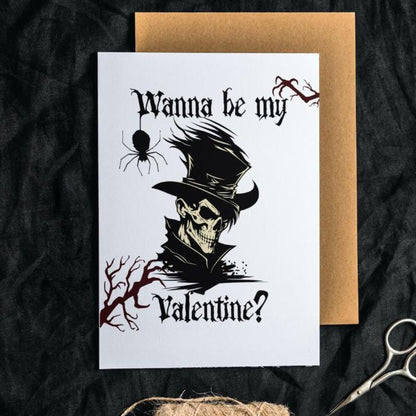 Printable Gothic Valentine's Card Skeleton Gentleman