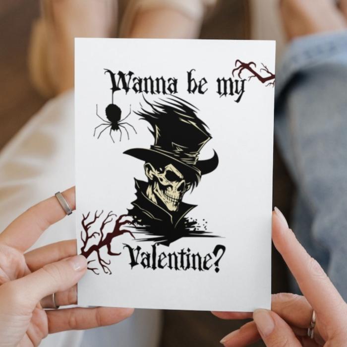 Printable Gothic Valentine's Card Skeleton Gentleman