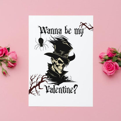 Printable Gothic Valentine's Card Skeleton Gentleman